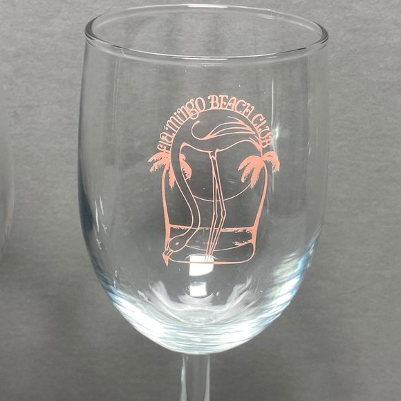 Flamingo Beach Club Wine Glass Barware Drinkware Set of 2 Pink - Picture 2 of 9